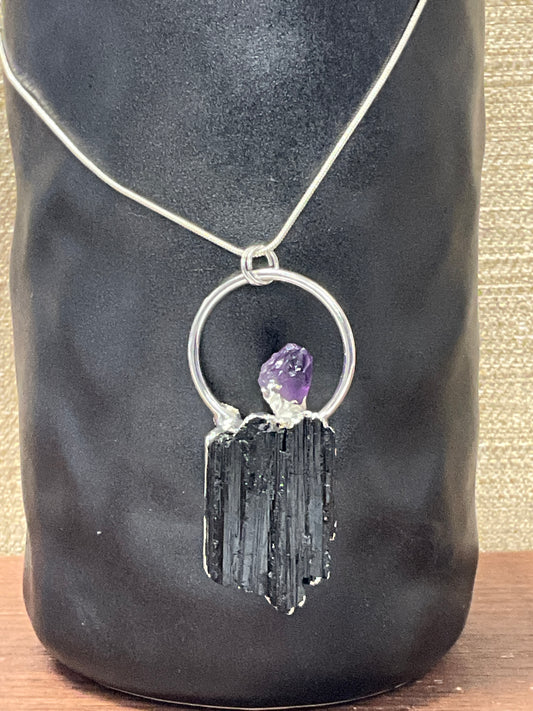 Serenity black tourmaline amethyst necklace