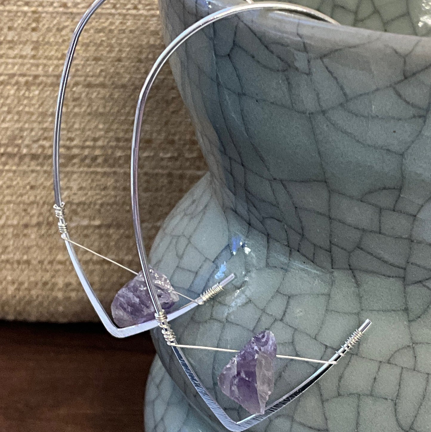 Aura Gemstone Wire Hoop Earrings