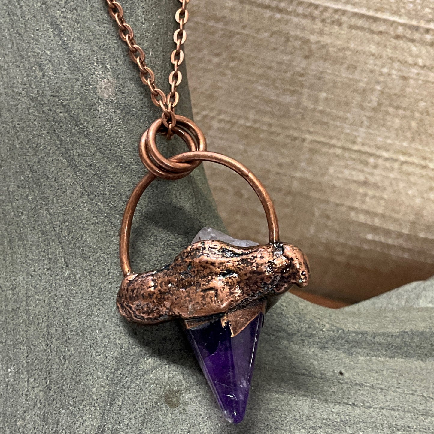 Gaia sacred hexagon amethyst necklace