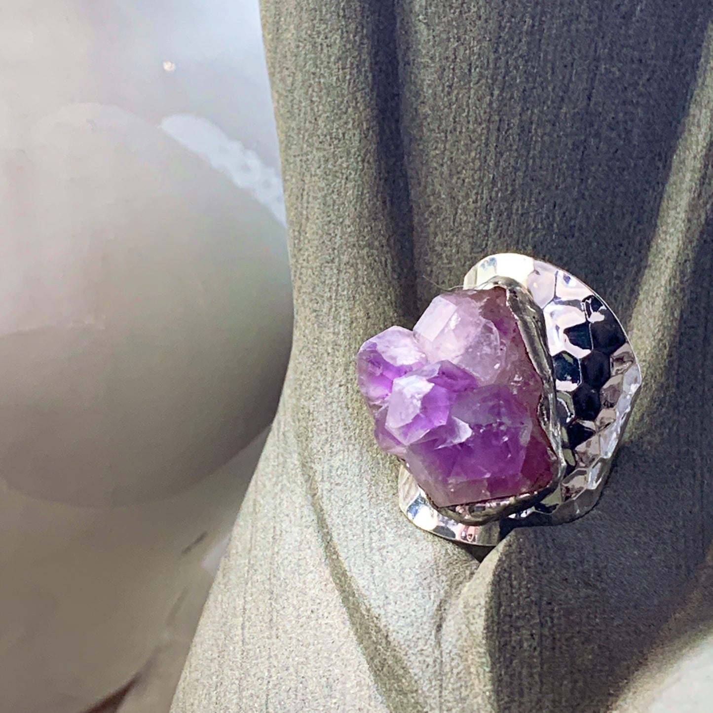 Silver Amethyst Statement Ring